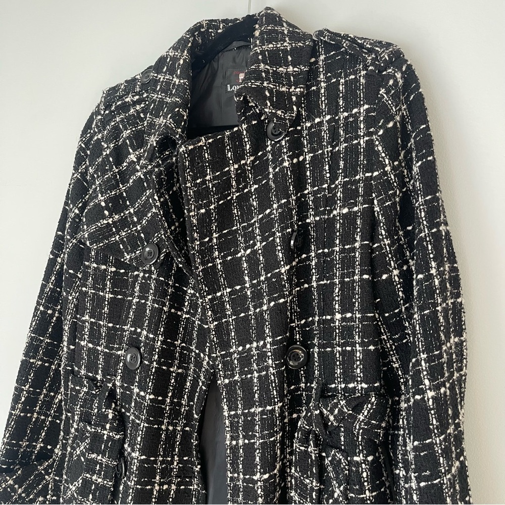 LonaLineTweed Pea Coat Double Breasted Large Classy - Picture 3 of 13